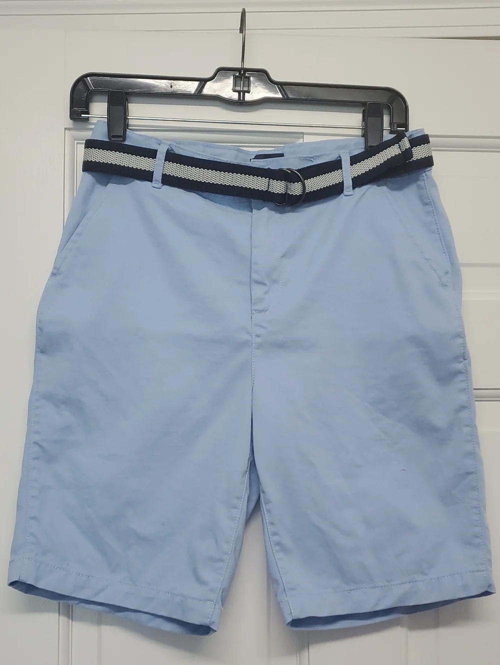 CHILDRENS PLACE BOYS Light Blue Flat Front Shorts with Striped Belt